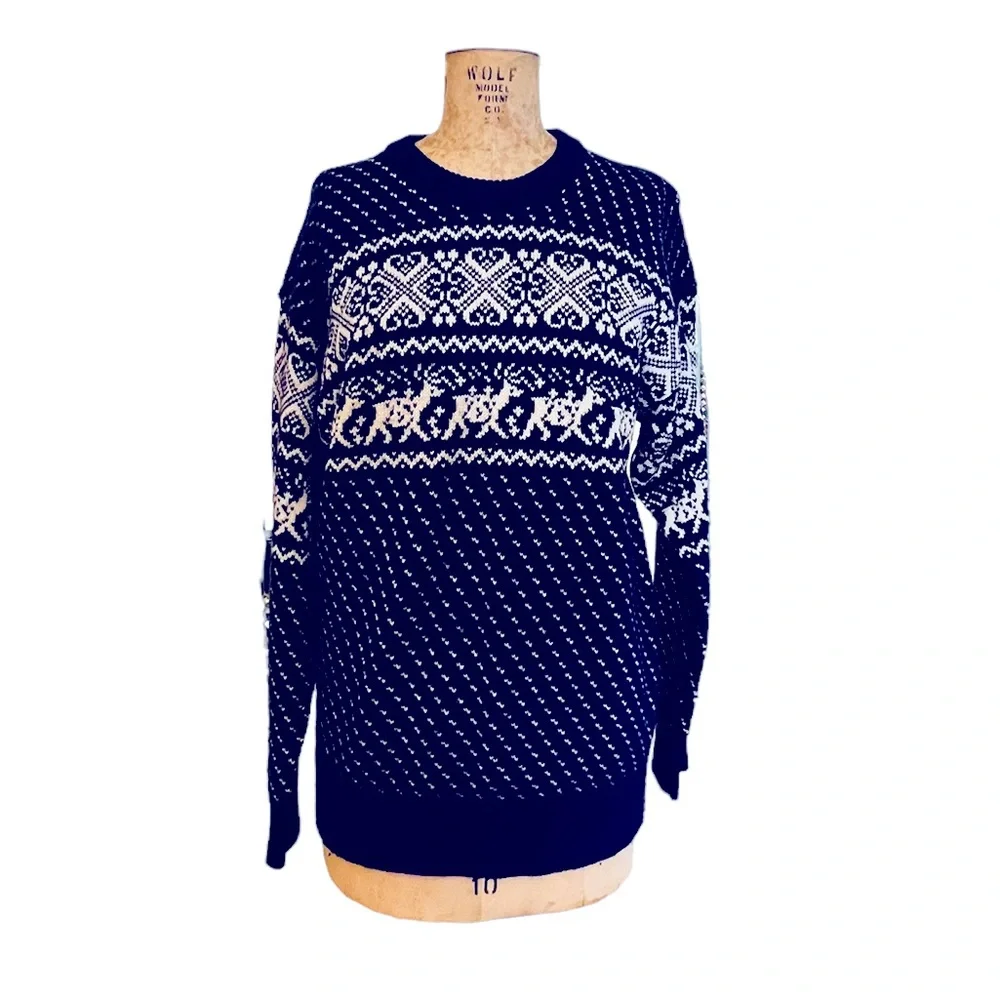Vintage 70’ 80’ Authentic Sweater 100% Wool Made in British Hong Kong Size L - Picture 5 of 11